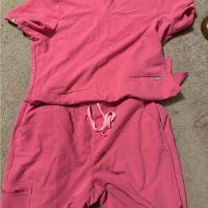 Figs Vibrant Pink Scrub Top